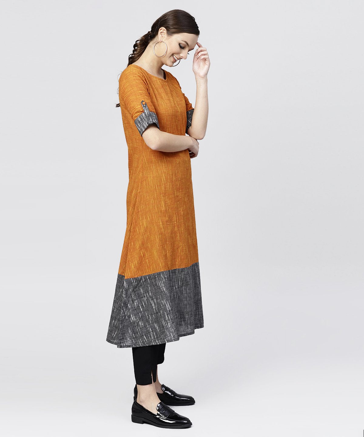 Multi Colored Kurta With Round Neck And 3/4 Sleeves | LASVINI - Redefining Indian Fashion with Elegance