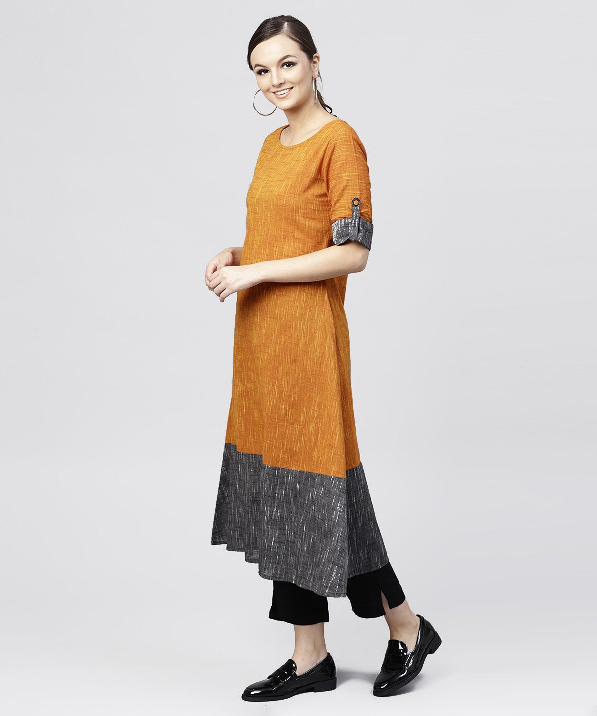 Multi Colored Kurta With Round Neck And 3/4 Sleeves | LASVINI - Redefining Indian Fashion with Elegance