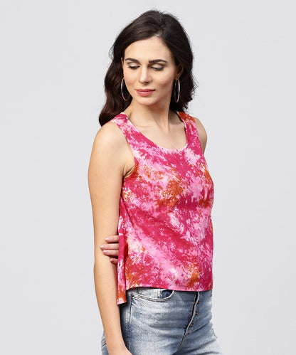 Pink Colored Sleeveless Top With Round Neck | LASVINI - Redefining Indian Fashion with Elegance