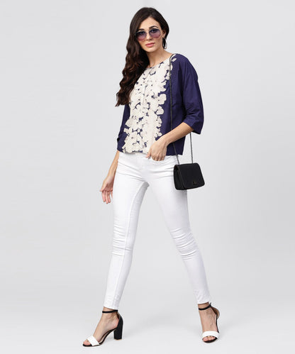 Round Neck Tie & Dye Multi Colored Top With Front Placket And 3/4 Sleeves | LASVINI - Redefining Indian Fashion with Elegance