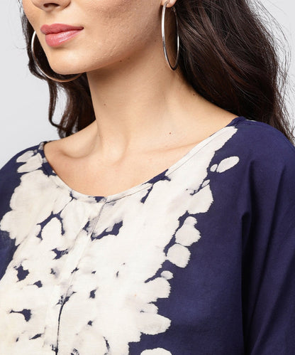 Round Neck Tie & Dye Multi Colored Top With Front Placket And 3/4 Sleeves | LASVINI - Redefining Indian Fashion with Elegance