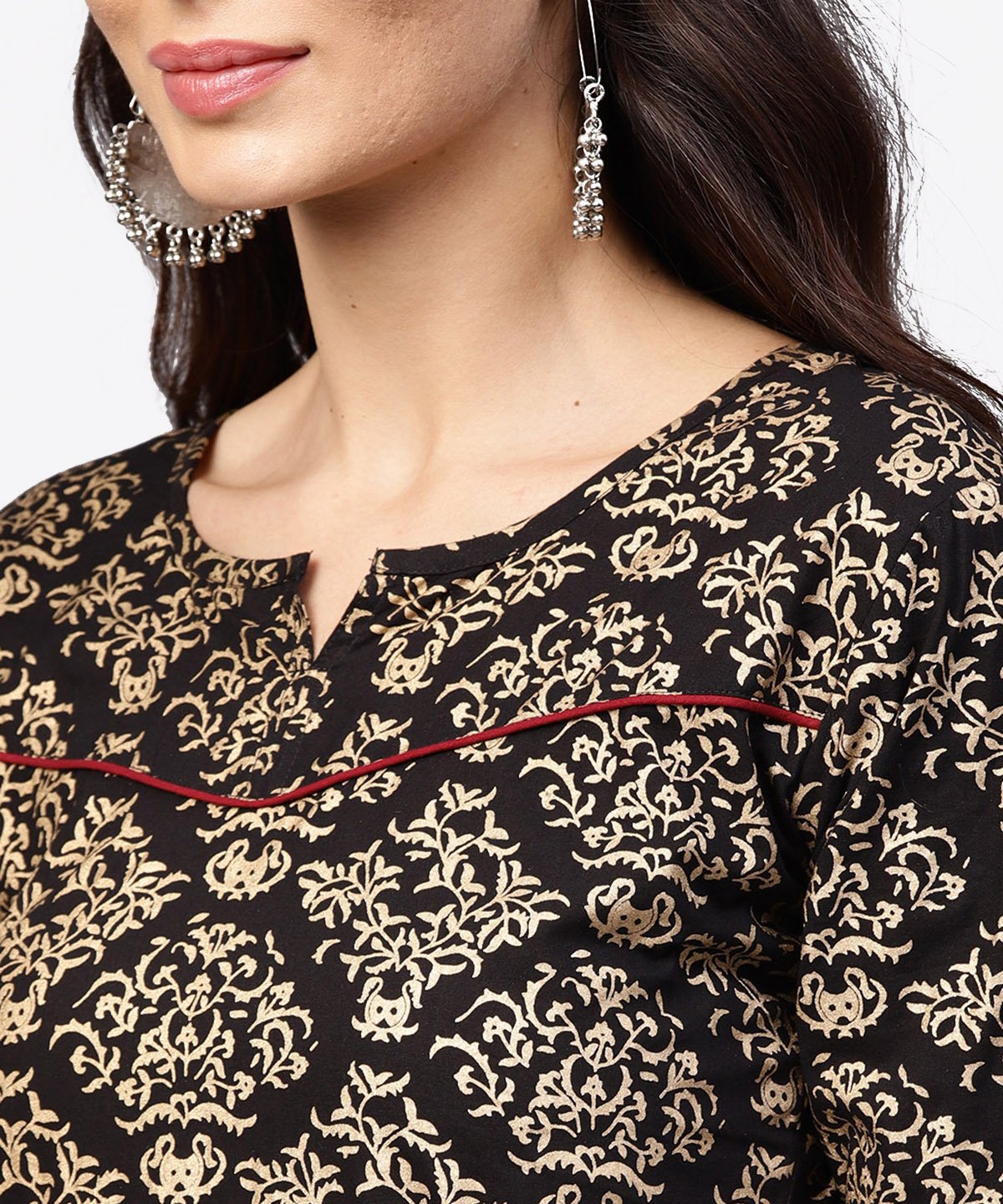Half Slevees Round Neck Cotton Printed Kurta With Ankle Length Palazzo | LASVINI - Redefining Indian Fashion with Elegance
