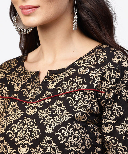 Half Slevees Round Neck Cotton Printed Kurta With Ankle Length Palazzo | LASVINI - Redefining Indian Fashion with Elegance