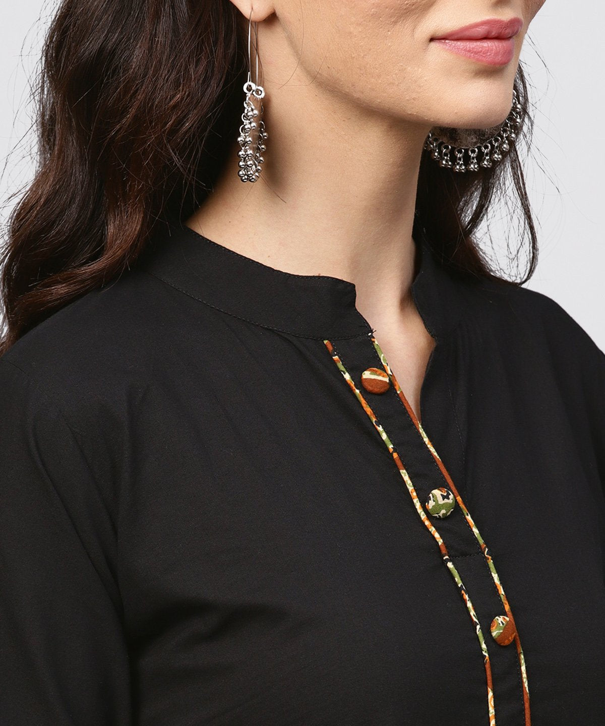 Madarin Collar And Front Placket Cotton Kurta With Ankle Length Printed Palazzo | LASVINI - Redefining Indian Fashion with Elegance