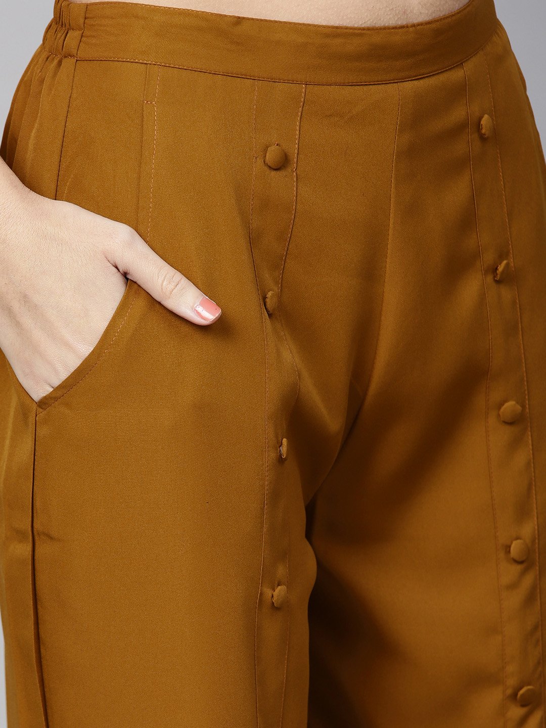 Women Pink & Mustard Yellow Printed Top With Trousers | LASVINI - Redefining Indian Fashion with Elegance