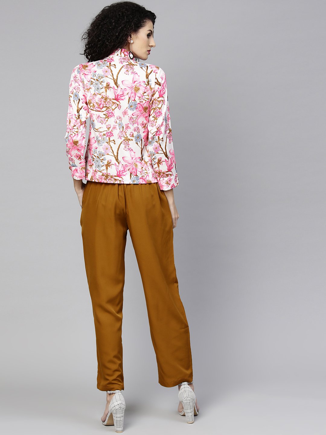 Women Pink & Mustard Yellow Printed Top With Trousers | LASVINI - Redefining Indian Fashion with Elegance