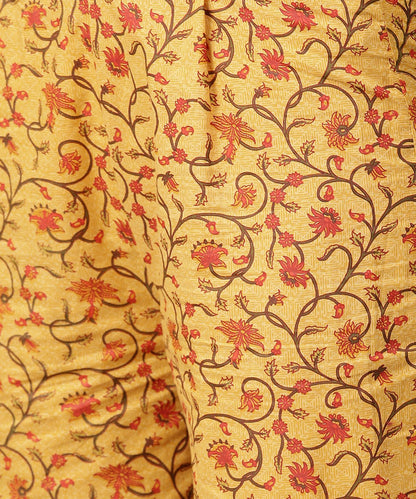 Yellow 3/4Th Sleeve Cotton Kurta With Ankle Length Printed Pallazo | LASVINI - Redefining Indian Fashion with Elegance