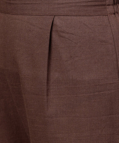 Off White & Green Printed Sleeveless Cotton Kurta With Coffee Ankle Length Pallazo | LASVINI - Redefining Indian Fashion with Elegance