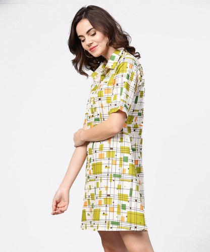 Off White Printed Half Sleeve Cotton Tunic | LASVINI - Redefining Indian Fashion with Elegance