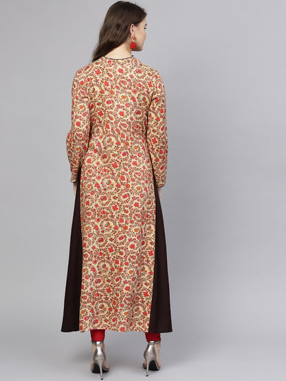 Red Printed Short Sleeve Cotton Kurta | LASVINI - Redefining Indian Fashion with Elegance