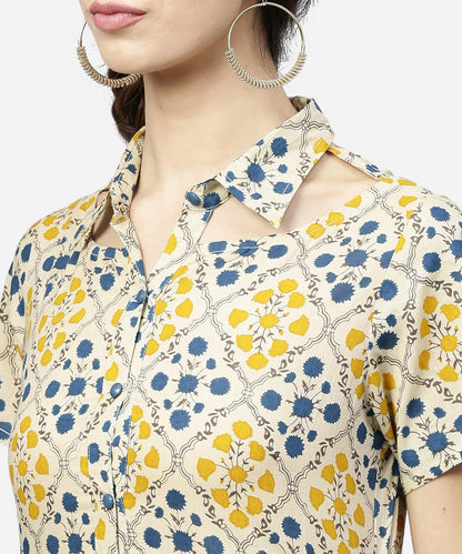 Blue Short Sleeve Cotton Kurta | LASVINI - Redefining Indian Fashion with Elegance