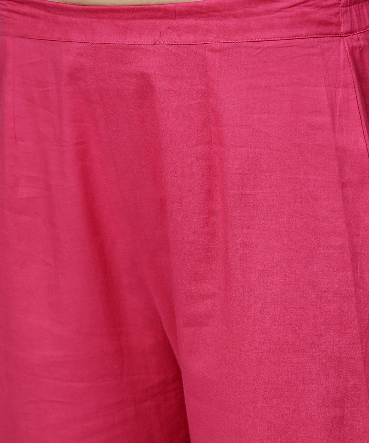 Pink 3/4Th Sleeve Cotton A-Line Kurta With Pink Palazzo | LASVINI - Redefining Indian Fashion with Elegance