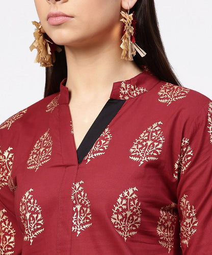 Red Butta Printed 3/4Th Sleeve Kurta With Printed Pallazo | LASVINI - Redefining Indian Fashion with Elegance