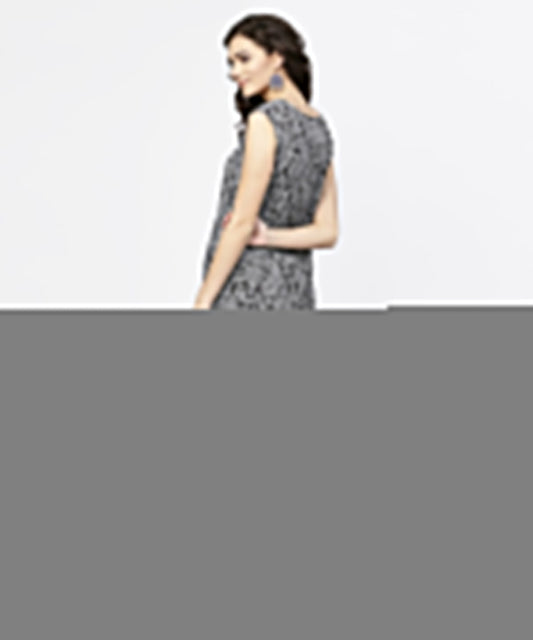 Blue Printed Sleeveless Cotton A-Line Floor Length Kurta | LASVINI - Redefining Indian Fashion with Elegance