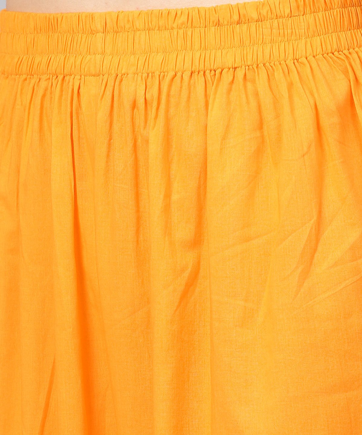 Yellow 3/4Th Sleeve Printed Straight Kurta With Flared Ankle Length Pallazo | LASVINI - Redefining Indian Fashion with Elegance