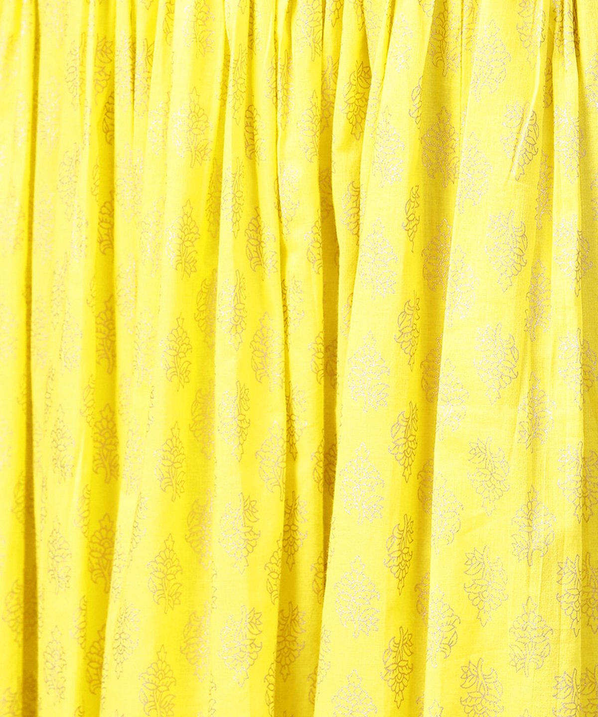 Blue Printed 3/4Th Cold Shoulder Sleeve Kurta With Yellow Flared Skirt | LASVINI - Redefining Indian Fashion with Elegance