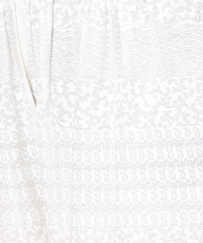 Off White Printed Sleeveless Cotton Kurta With Ankle Length Pallazo | LASVINI - Redefining Indian Fashion with Elegance