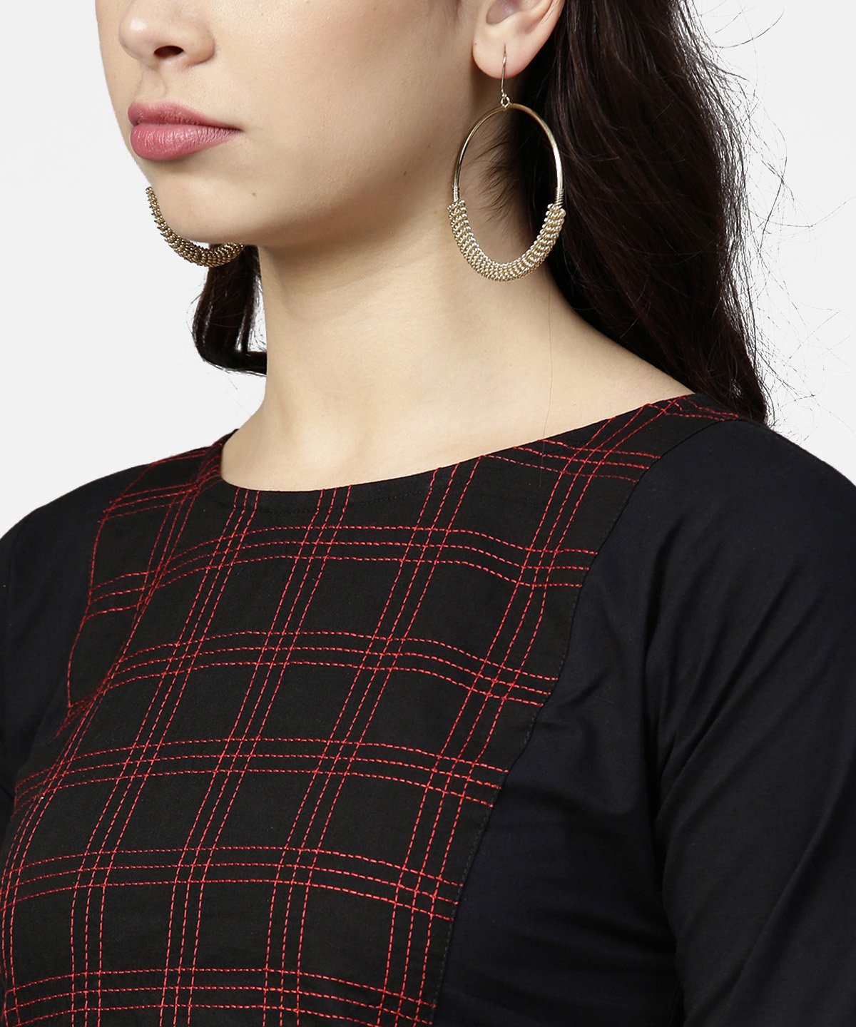 Black 3/4Th Sleeve Yoke Printed Kurta With Ankle Length Pallazo | LASVINI - Redefining Indian Fashion with Elegance