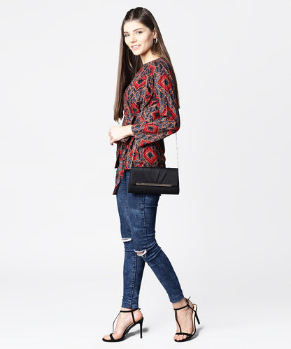 Blue & Red Printed Full Sleeve Tops | LASVINI - Redefining Indian Fashion with Elegance