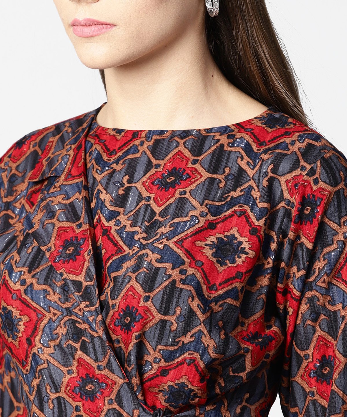 Blue & Red Printed Full Sleeve Tops | LASVINI - Redefining Indian Fashion with Elegance