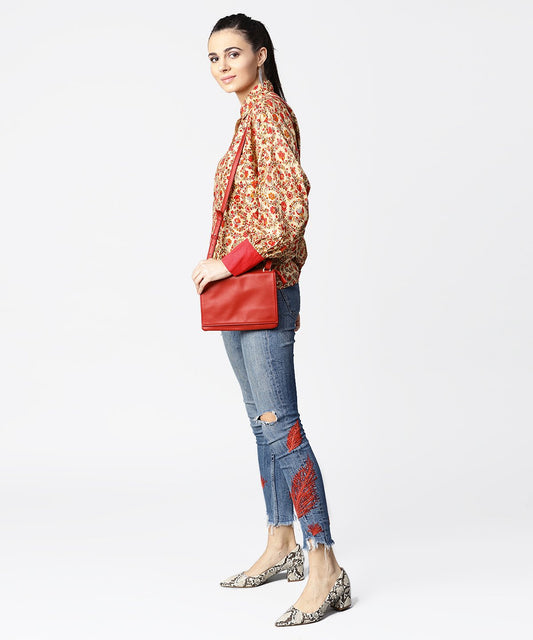 Off White & Pink Printed Full Sleeve Tops | LASVINI - Redefining Indian Fashion with Elegance