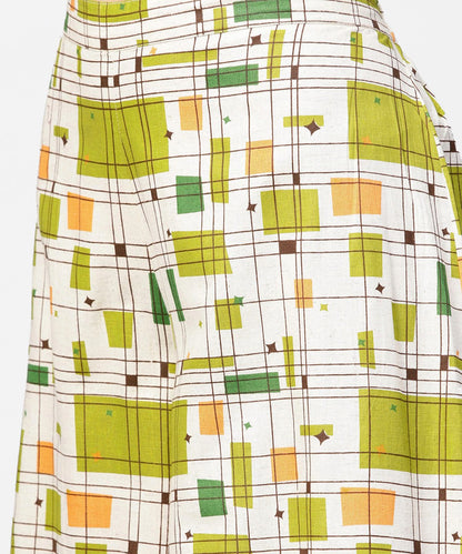 Green 3/4Th Cold Shoulder Sleeve Crop Top With Ankle Length Printed Palazzo | LASVINI - Redefining Indian Fashion with Elegance