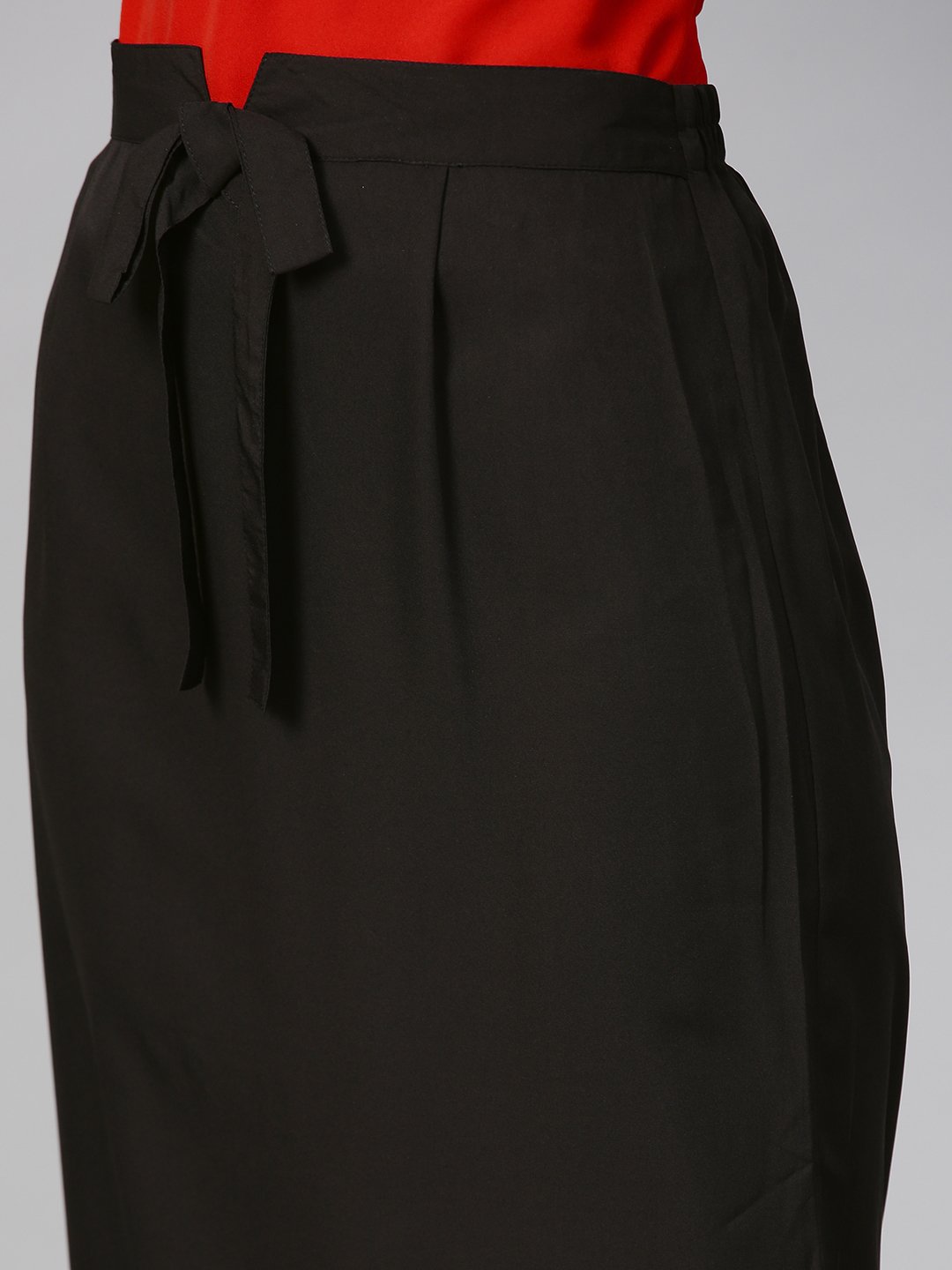 Women Orange & Black Solid Top With Skirt | LASVINI - Redefining Indian Fashion with Elegance