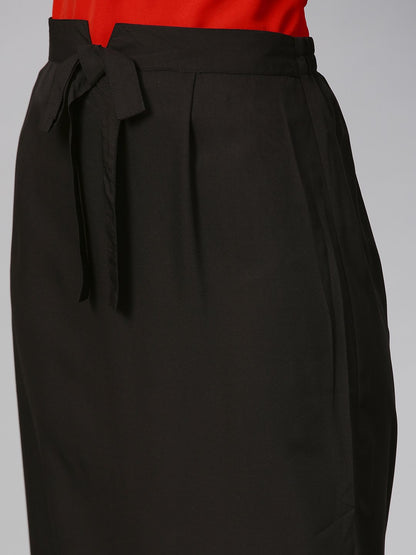 Women Orange & Black Solid Top With Skirt | LASVINI - Redefining Indian Fashion with Elegance