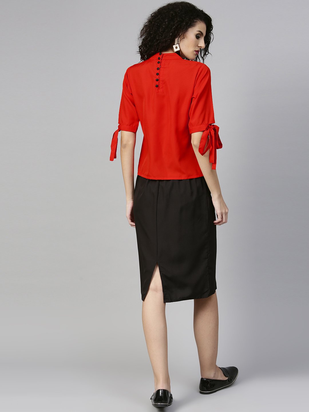 Women Orange & Black Solid Top With Skirt | LASVINI - Redefining Indian Fashion with Elegance