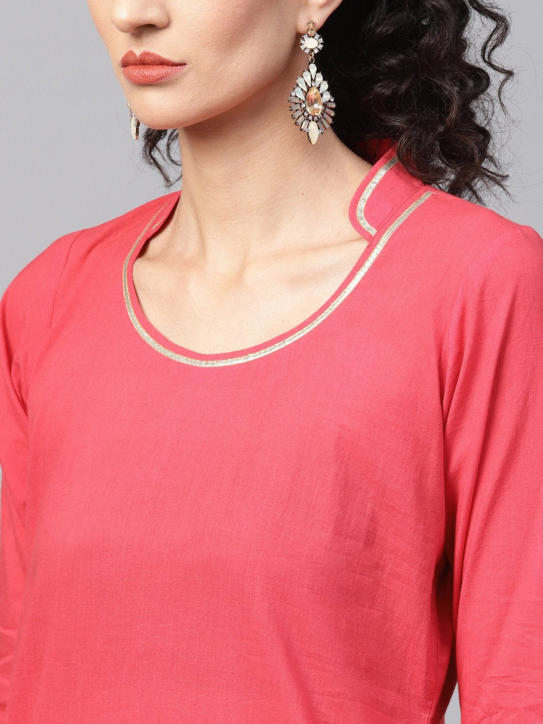 Solid Red Kurta Set With Sharara & Contrasting Dupatta | LASVINI - Redefining Indian Fashion with Elegance