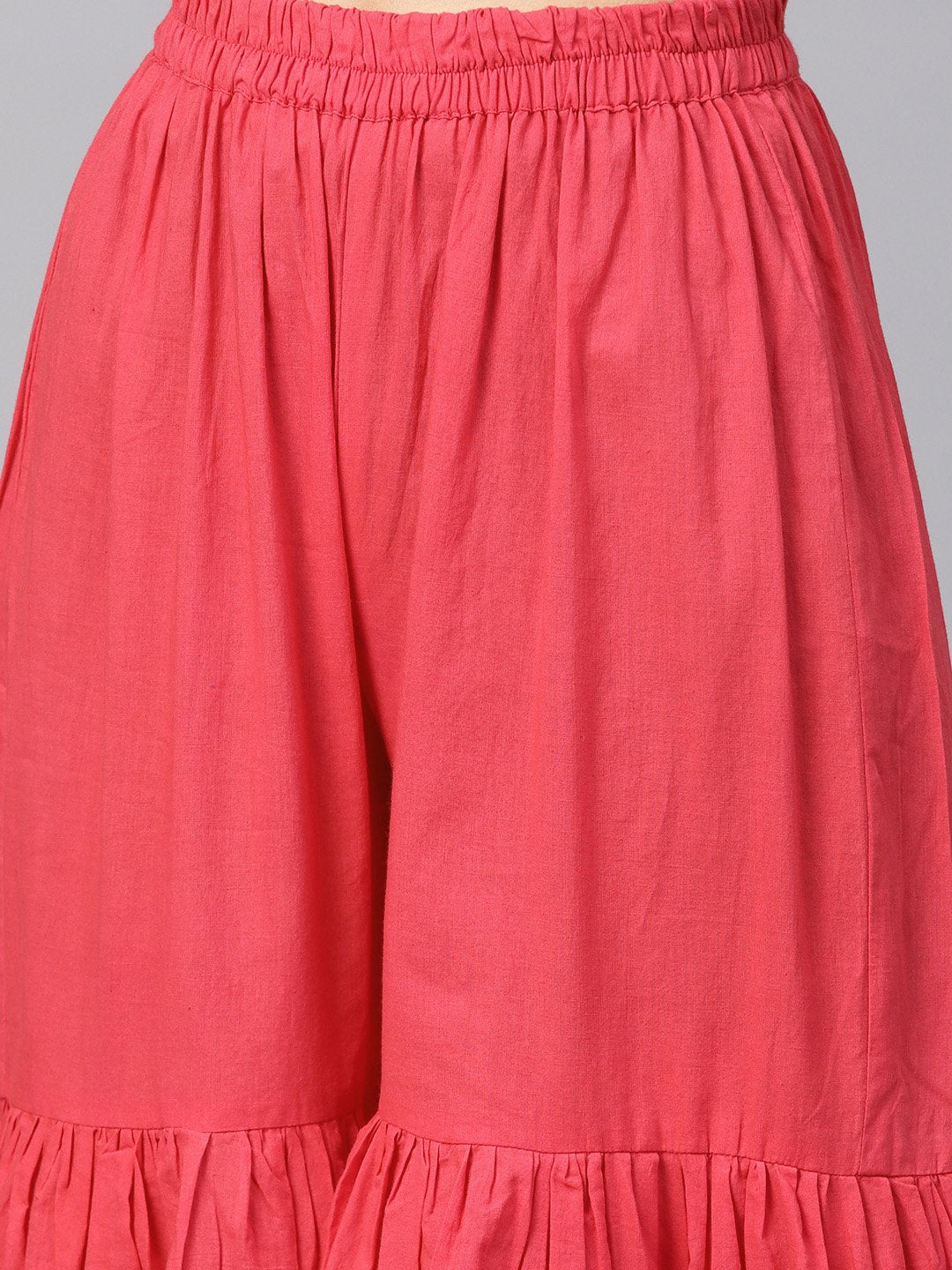 Solid Red Kurta Set With Sharara & Contrasting Dupatta | LASVINI - Redefining Indian Fashion with Elegance