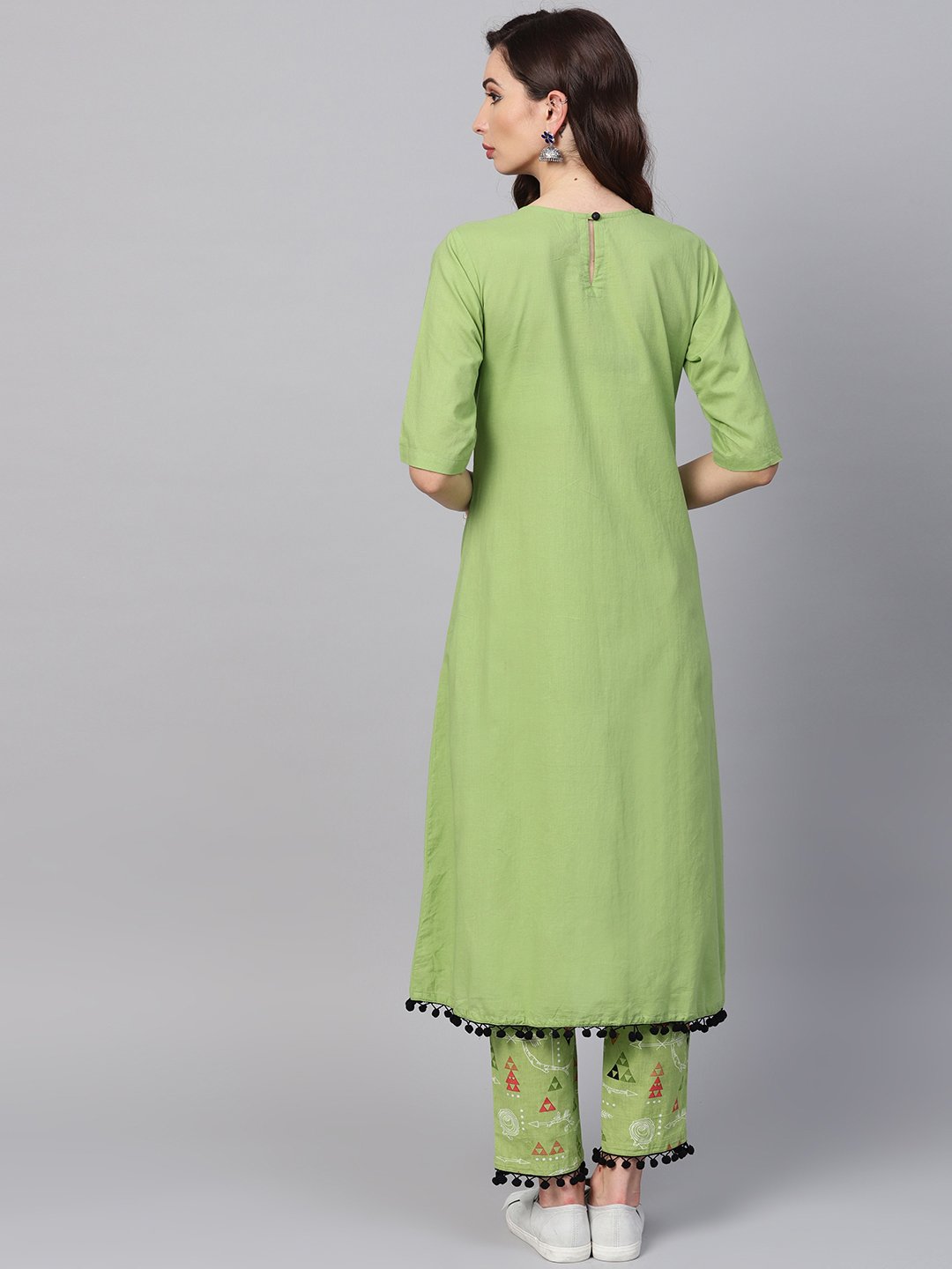 Tribal Printed Yoke With Solid Kurta Set With Printed Palazzo | LASVINI - Redefining Indian Fashion with Elegance