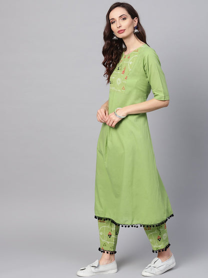 Tribal Printed Yoke With Solid Kurta Set With Printed Palazzo | LASVINI - Redefining Indian Fashion with Elegance