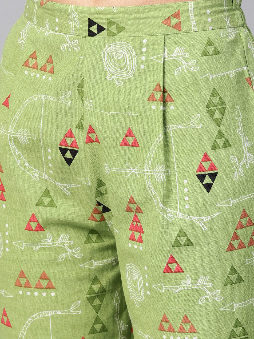 Tribal Printed Yoke With Solid Kurta Set With Printed Palazzo | LASVINI - Redefining Indian Fashion with Elegance