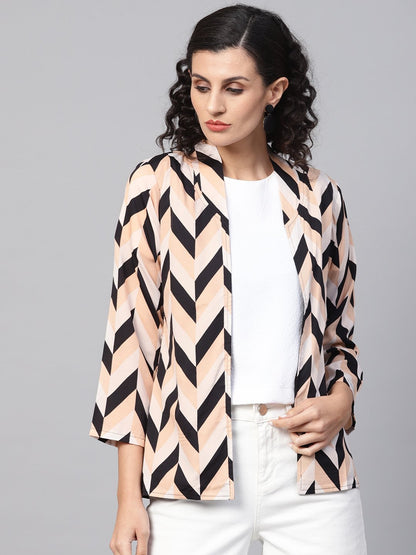 Multi Colored 3/4Th Sleeve Front Open Jacket With Belt | LASVINI - Redefining Indian Fashion with Elegance