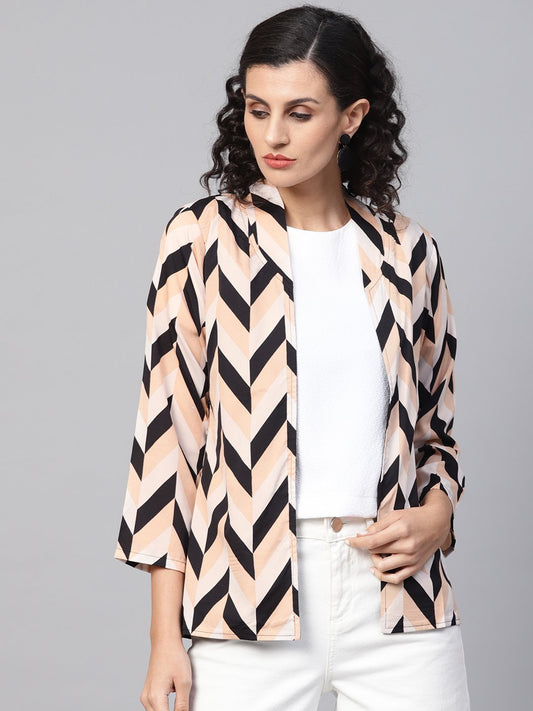 Multi Colored 3/4Th Sleeve Front Open Jacket With Belt | LASVINI - Redefining Indian Fashion with Elegance