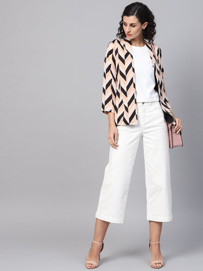 Multi Colored 3/4Th Sleeve Front Open Jacket With Belt | LASVINI - Redefining Indian Fashion with Elegance