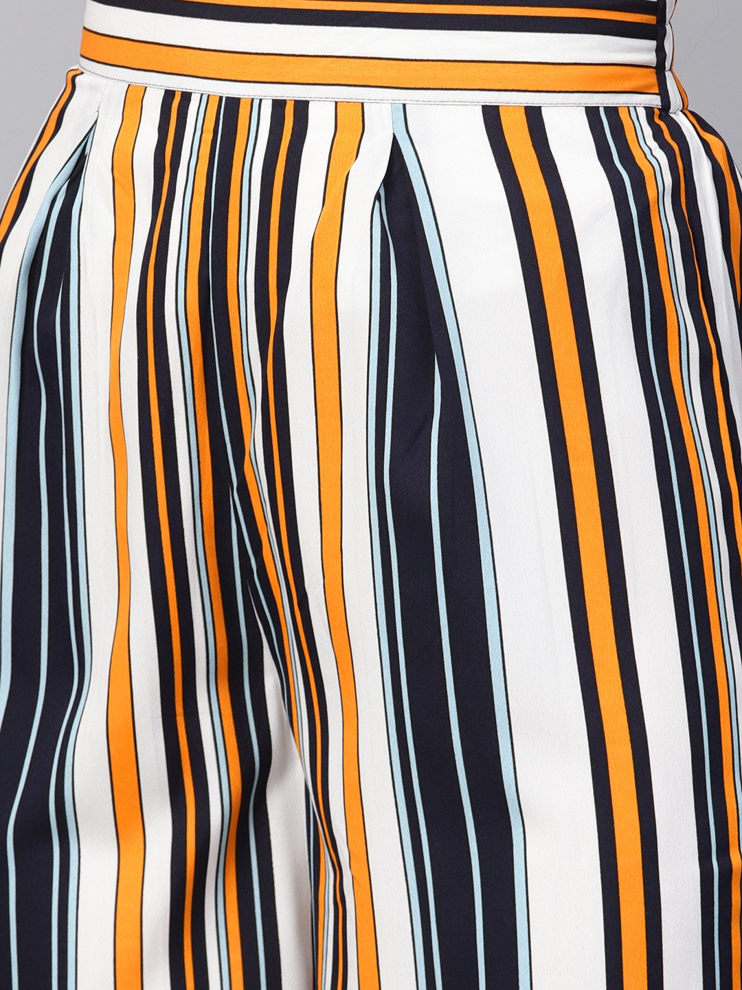 Solid Yellow Jacket & Stripped Palazzo Clothing Set | LASVINI - Redefining Indian Fashion with Elegance