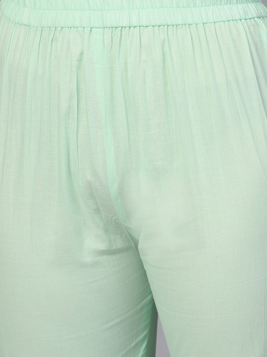 Pastel Solid Mint Kurta Set With Sharara Emblished With Gota | LASVINI - Redefining Indian Fashion with Elegance