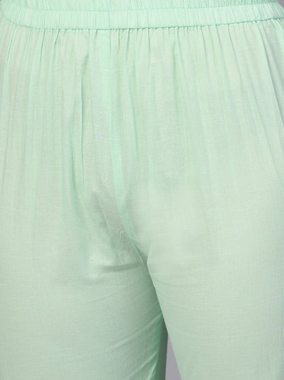 Pastel Solid Mint Kurta Set With Sharara Emblished With Gota | LASVINI - Redefining Indian Fashion with Elegance