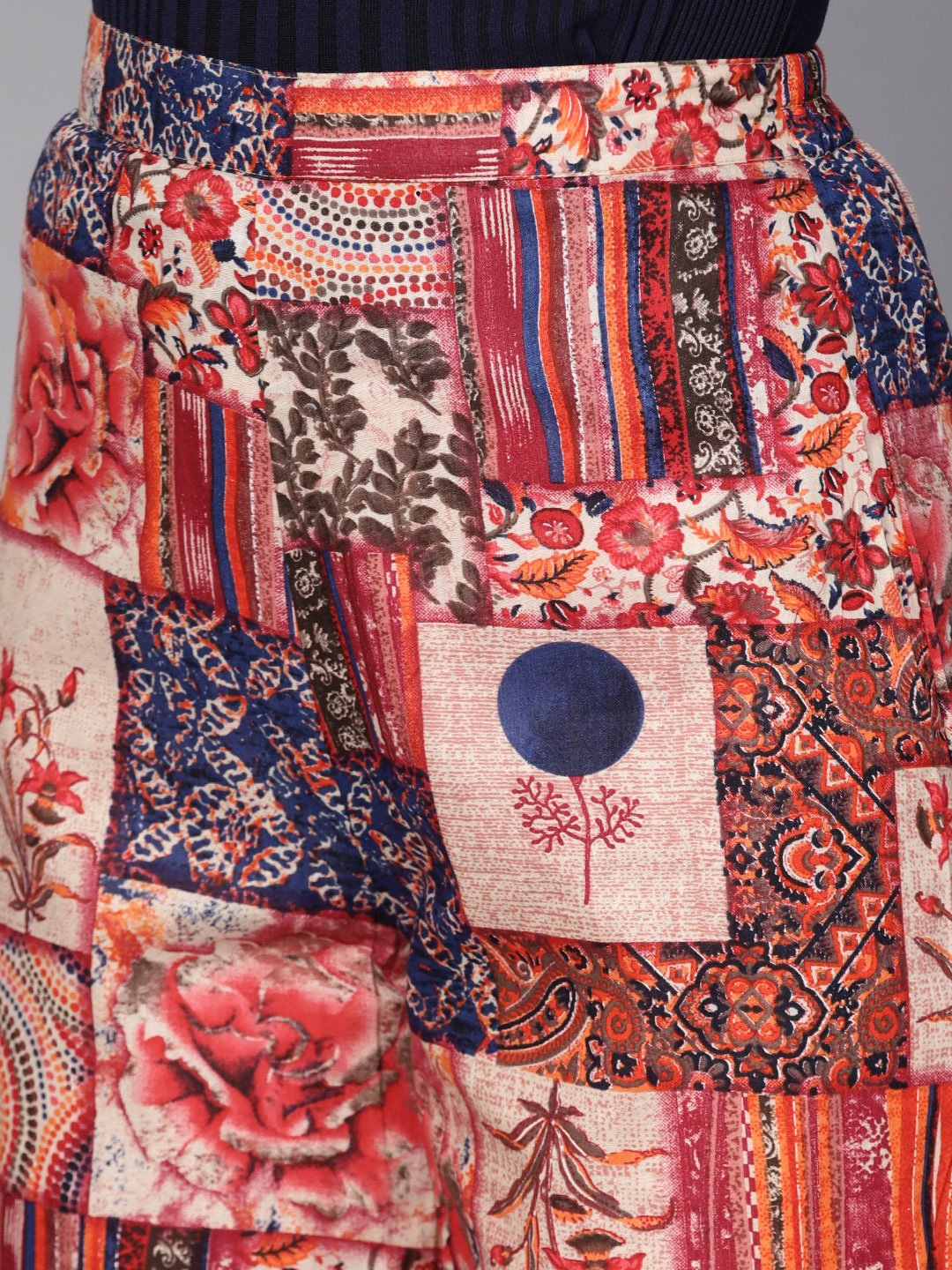 Multi Colored Cotton Ankle Length Palazzo | LASVINI - Redefining Indian Fashion with Elegance