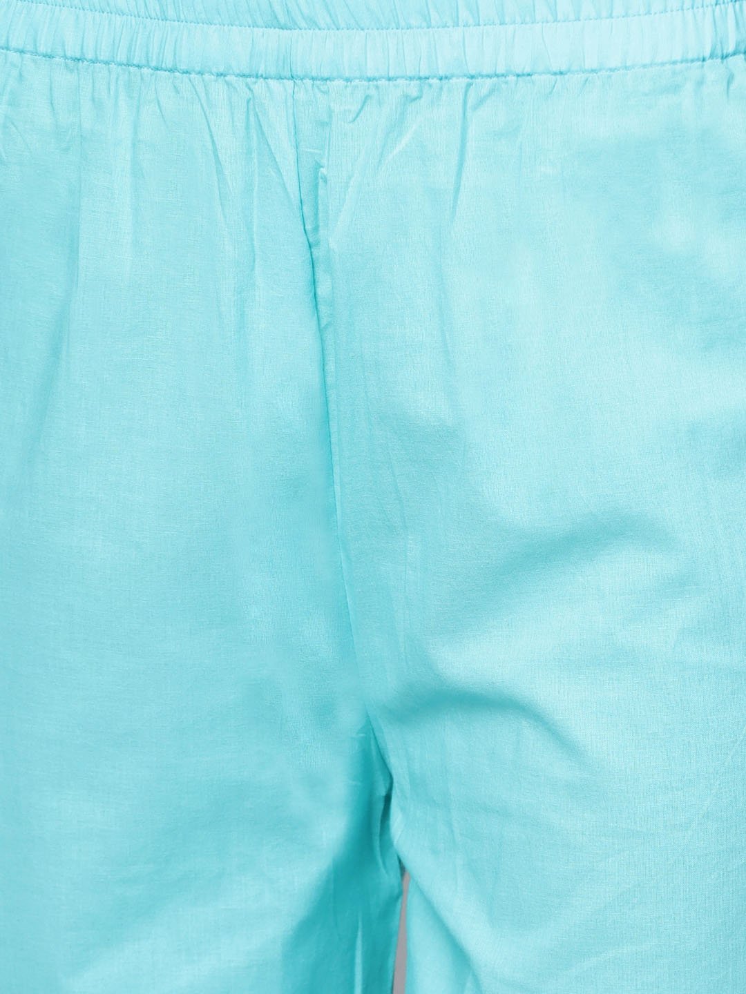 Sky Blue Floral Printed Kurta Set With Solid Pants | LASVINI - Redefining Indian Fashion with Elegance