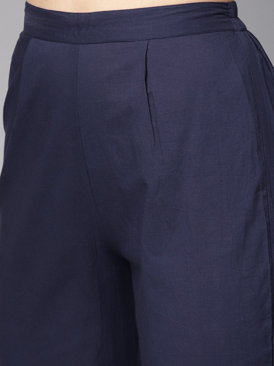 Pastel Green Printed Kurta Set With Solid Navy Blue Pants | LASVINI - Redefining Indian Fashion with Elegance