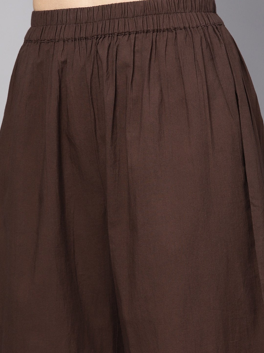 Round Neck Kurta With Gathered Full Sleeves & Handkerchief Palazzo | LASVINI - Redefining Indian Fashion with Elegance