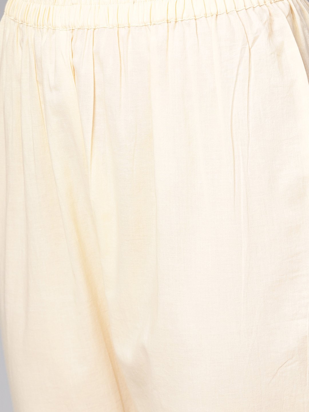 Teal Blue 3/4Th Sleeve Cotton Kurta With Beige Palazzo And Printed Dupatta | LASVINI - Redefining Indian Fashion with Elegance