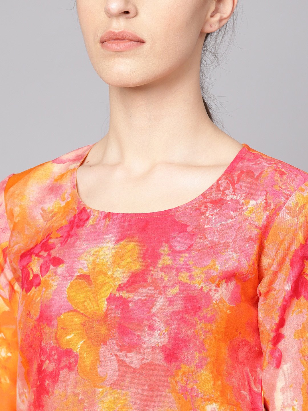 Red Printed Half Sleeve Cotton Kurta With Yellow Palazzo & Dupatta | LASVINI - Redefining Indian Fashion with Elegance