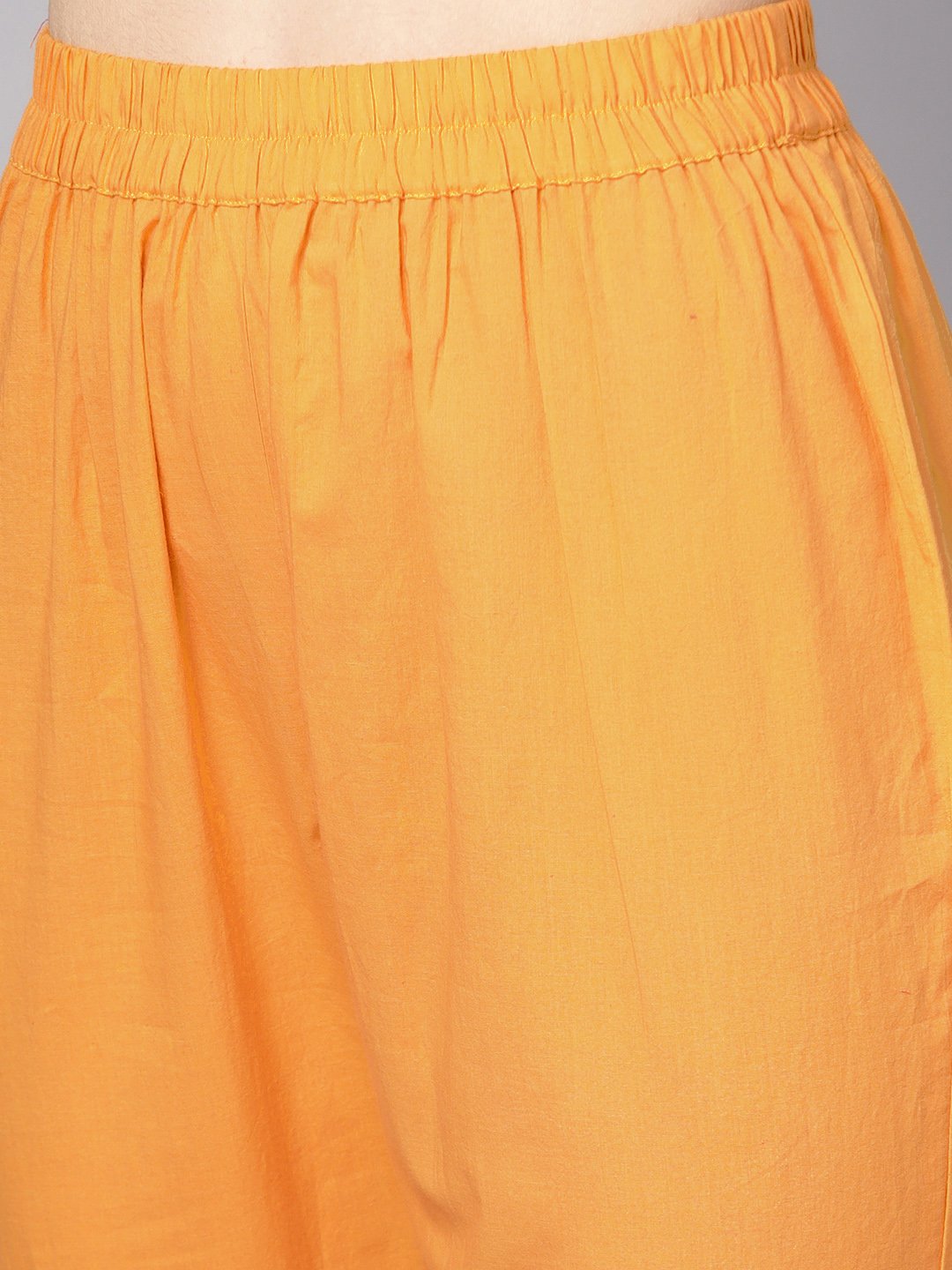 Red Printed Half Sleeve Cotton Kurta With Yellow Palazzo & Dupatta | LASVINI - Redefining Indian Fashion with Elegance