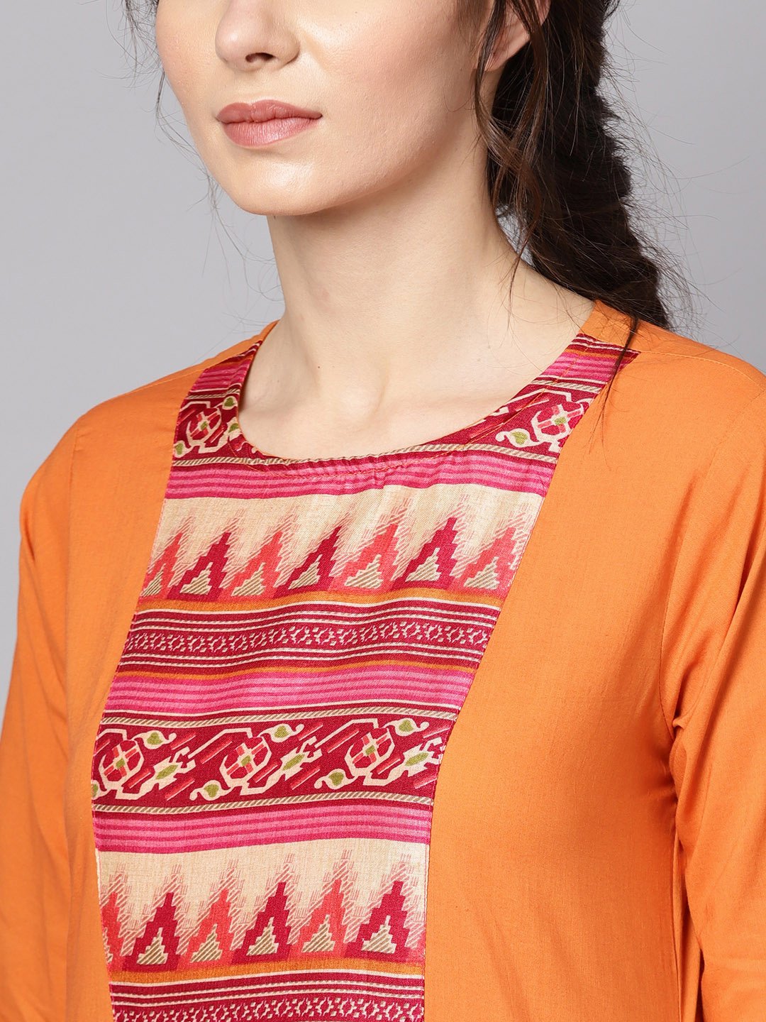 Women Orange & Pink Printed Kurta With Palazzos & Dupatta | LASVINI - Redefining Indian Fashion with Elegance