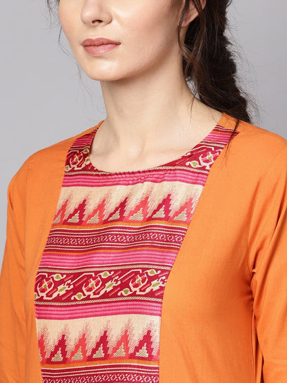 Women Orange & Pink Printed Kurta With Palazzos & Dupatta | LASVINI - Redefining Indian Fashion with Elegance