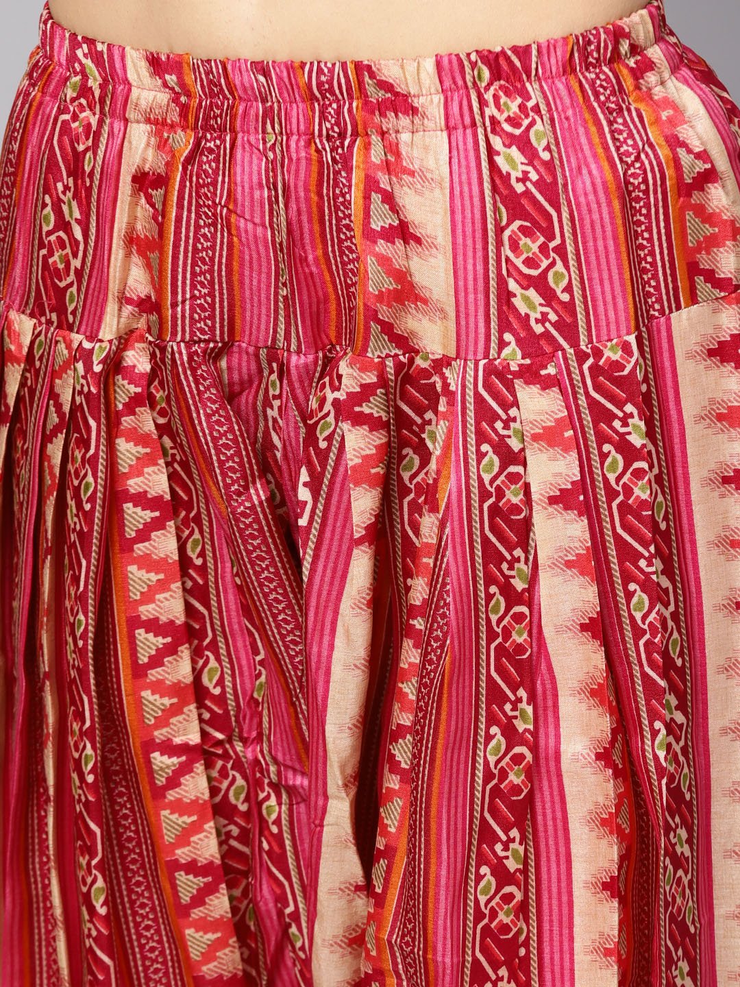 Women Orange & Pink Printed Kurta With Palazzos & Dupatta | LASVINI - Redefining Indian Fashion with Elegance